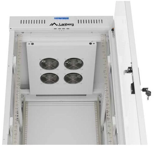 Lanberg Laisvai pastatoma stelažinė spintelė 19" 32U 600x800 pilkos spalvos stiklinės durys LCD F69EC (plokštos konstrukcijos) V2