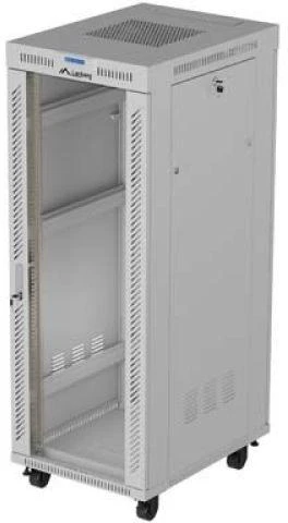 Lanberg Laisvai pastatoma stelažinė spintelė 19" 32U 600x800 pilkos spalvos stiklinės durys LCD F69EC (plokštos konstrukcijos) V2