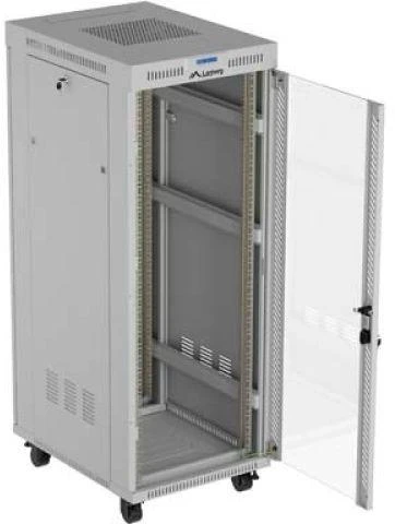 Lanberg Laisvai pastatoma stelažinė spintelė 19" 32U 600x800 pilkos spalvos stiklinės durys LCD F69EC (plokštos konstrukcijos) V2
