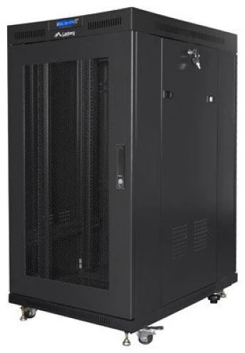 LANBERG FF01-8022-23BL laisvai pastatomas stovas 19 colių savaime surenkamas plokščias paketas 22U/800x1000mm juodas tinklinės durys LCD