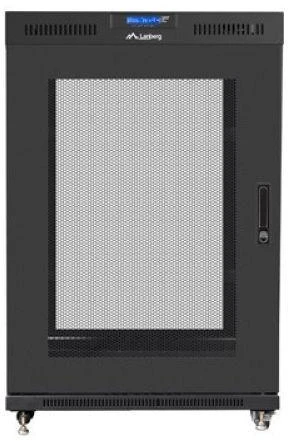 LANBERG FF01-8022-23BL laisvai pastatomas stovas 19 colių savaime surenkamas plokščias paketas 22U/800x1000mm juodas tinklinės durys LCD