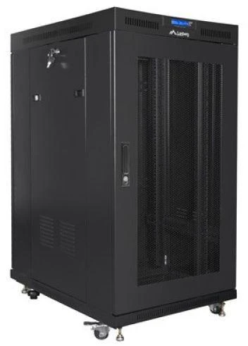 LANBERG FF01-8022-23BL laisvai pastatomas stovas 19 colių savaime surenkamas plokščias paketas 22U/800x1000mm juodas tinklinės durys LCD