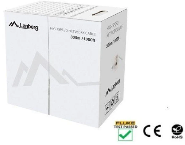 LANBERG LAN kabelis UTP cat.5e 305m red solid CU fluke