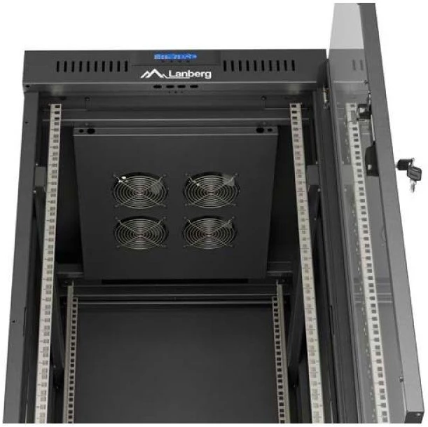 Lanberg stovima 19" 24U 600x800 juoda spinta su stiklinėmis LCD durimis V2