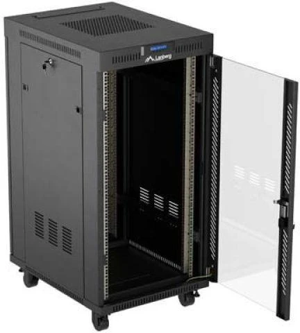 Lanberg stovima 19" 24U 600x800 juoda spinta su stiklinėmis LCD durimis V2