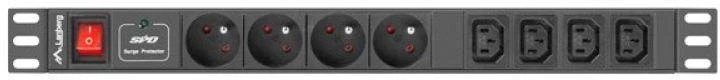 LANBERG PDU-04E04I-0200-BK Maitinimo blokas 1U 16A 8 lizdai 4xE-4xIEC 2m Juodas