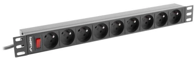 LANBERG PDU-09E-0300-BK PDU 1U 16A 9 sockets uni-schuko 3m Juodas