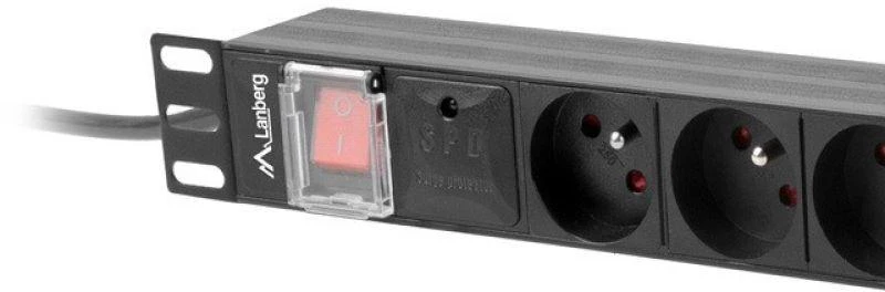 LANBERG stovas PDU Pro 19 colių 1U 16A 7x Shuko 2m pėdos