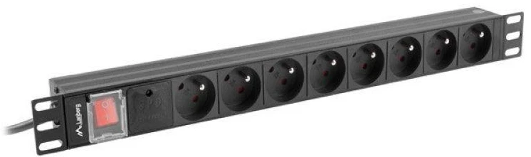 LANBERG stovas PDU Pro 19 colių 1U 16A 7x Shuko 2m pėdos