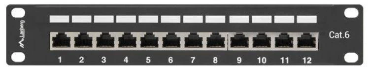 LANBERG PPF6-9012-B Patch Panel 10 colių 12 prievadų 1U cat.6 juoda