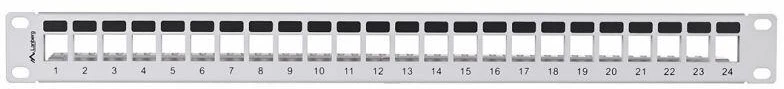 LANBERG PPKS-1024-S Keystone Patch Panel 19inch 24 port 1U pilka