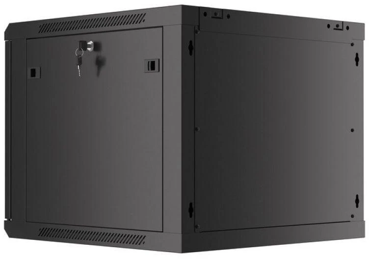 LANBERG sieninė spintelė 19 colių 9U 600x600 plieninės durys juodas plokščias paketas