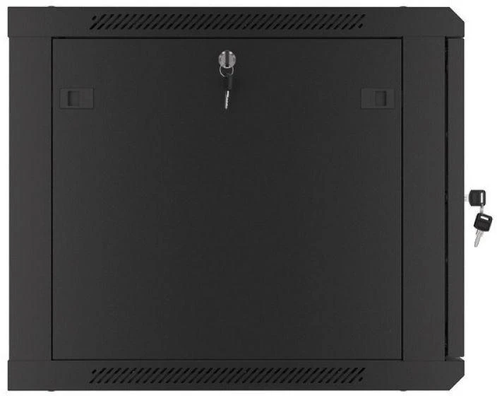 LANBERG sieninė spintelė 19 colių 9U 600x600 plieninės durys juodas plokščias paketas