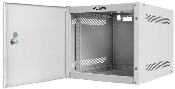 LANBERG Rack spintelė 10 colių sieninis laikiklis 4U 280x310 pilkas su metalinėmis durelėmis butas paketas