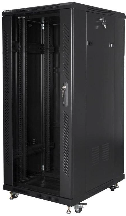 LANBERG laisvai pastatomas stelažas 19 colių spintelė 27U 600x800 stiklinių durų LCD butas juodas