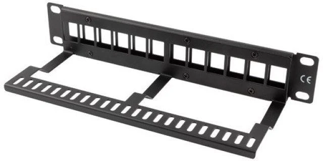 LANBERG patch panel blank 12 port 1U su organizatoriumi Keystone moduliams juodas