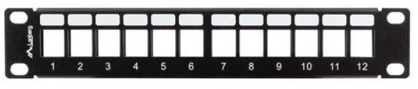 LANBERG patch panel blank 12 port 1U su organizatoriumi Keystone moduliams juodas