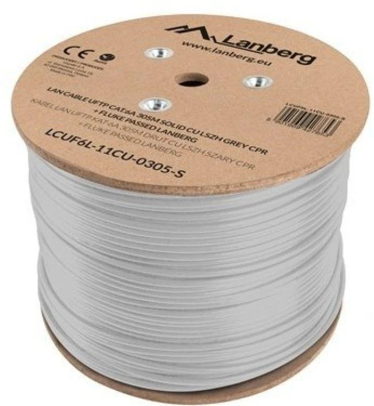 LANBERG LAN kabelis UFTP kat.6A 305m solid CU LSZH pilkas CPR fluke praėjo