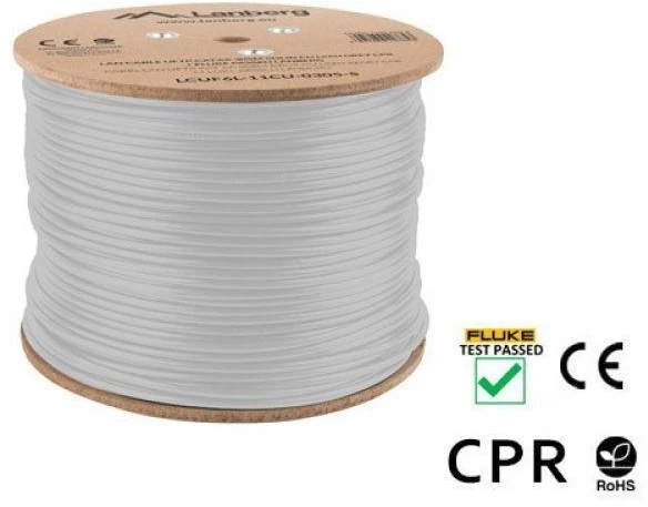 LANBERG LAN kabelis UFTP kat.6A 305m solid CU LSZH pilkas CPR fluke praėjo