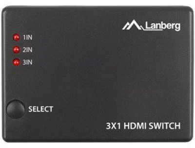 LANBERG switch video 3-port HDMI juodas + micro USB prievadas