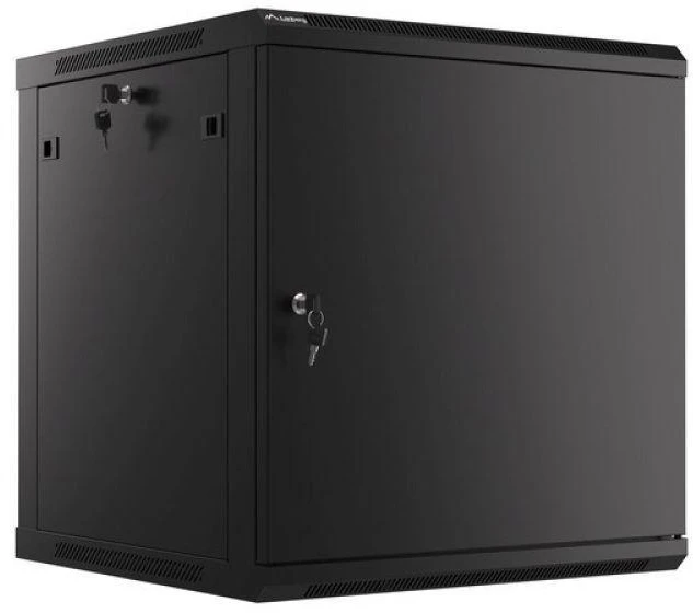 LANBERG sieninė spintelė 19 colių 12U 600x600 plieninės durys juodas plokščias paketas