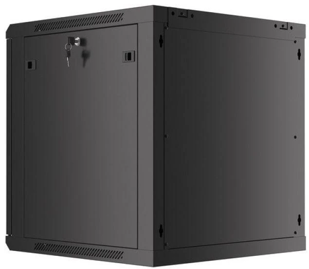 LANBERG sieninė spintelė 19 colių 12U 600x600 plieninės durys juodas plokščias paketas
