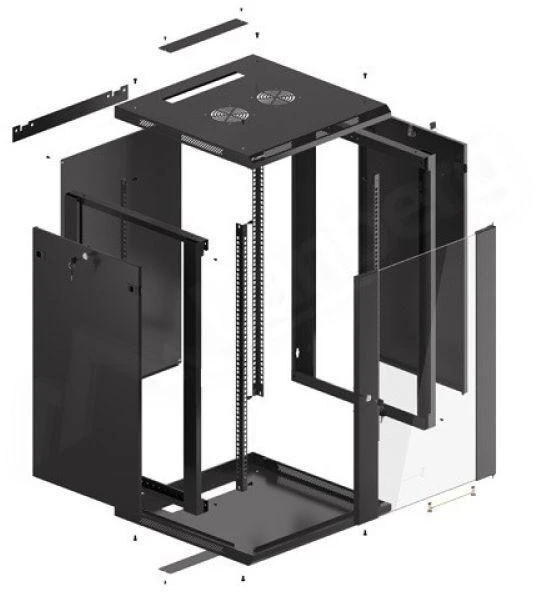 LANBERG WF01-6618-10B sieninis stovas 19 colių išmontuojamas plokščias paketas 18U/600x600mm juodas