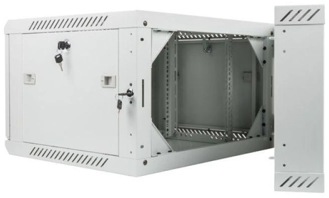 LANBERG WF02-6606-10S sieninis dvigubos sekcijų stelažas 19 colių plokščias paketas 6U/600x600mm pilkas