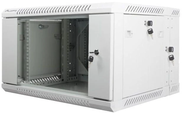 LANBERG WF02-6606-10S sieninis dvigubos sekcijų stelažas 19 colių plokščias paketas 6U/600x600mm pilkas