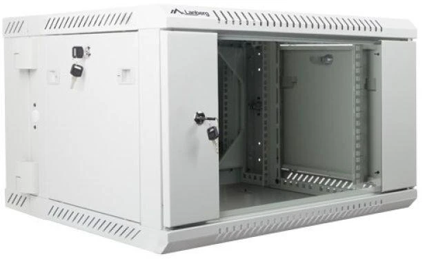 LANBERG WF02-6606-10S sieninis dvigubos sekcijų stelažas 19 colių plokščias paketas 6U/600x600mm pilkas
