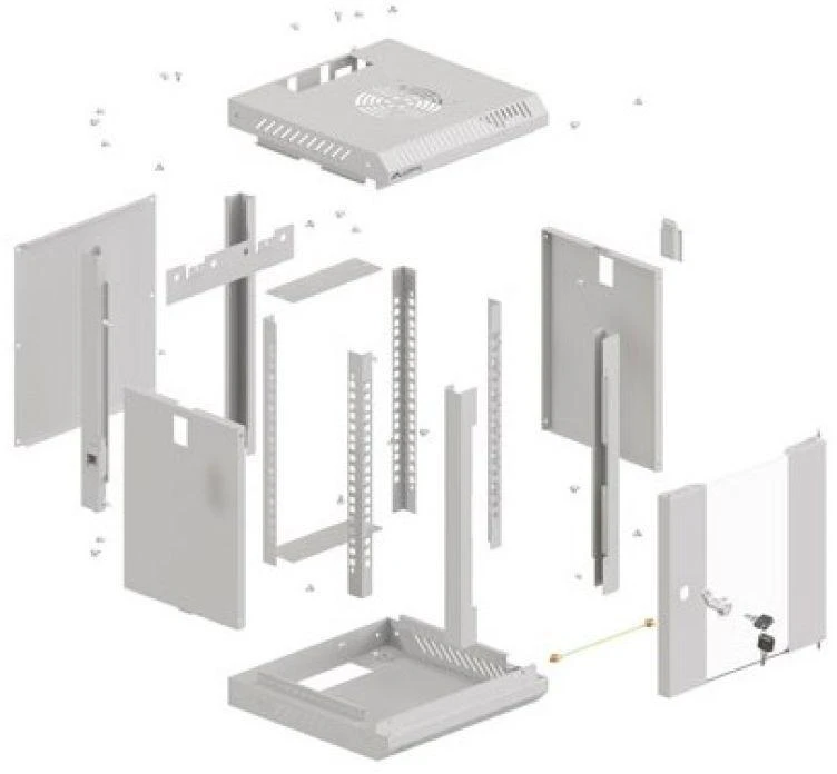 Lanberg 10 colių 9U 300x300 rutulinės pakabinamos spintelės stiklinės durys (plokščia pakuotė)