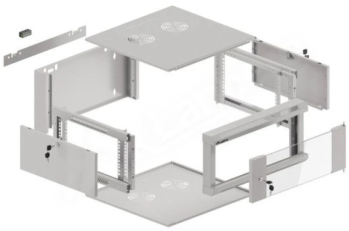 LANBERG 19 colių sieninis stovas 4U/570x600 išmontuojamas greitai surenkamas flat pack pilkas