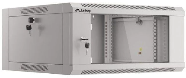 LANBERG 19 colių sieninis stovas 4U/570x600 išmontuojamas greitai surenkamas flat pack pilkas