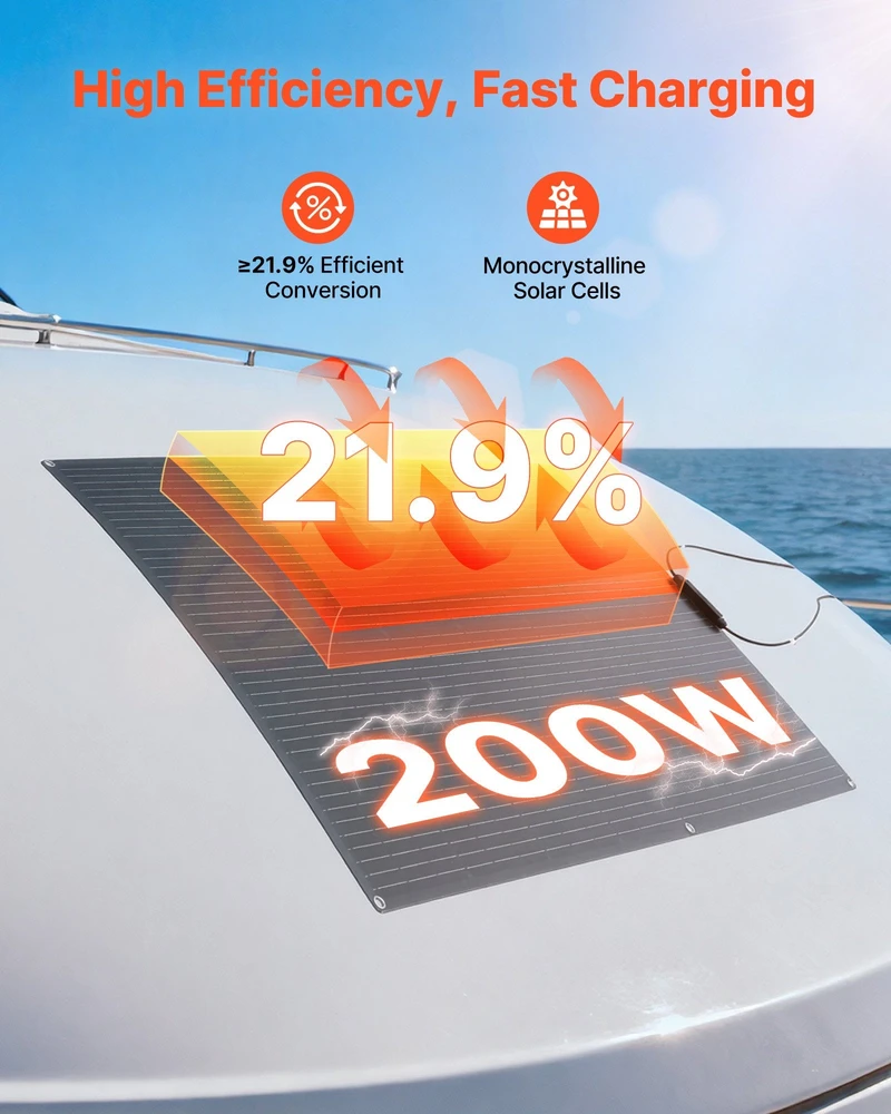 VEVOR Lanksti monokristalinė saulės baterija 200W