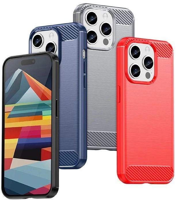 Hurtel Flexible carbon pattern case Apple iPhone 15 Pro Carbon dėklas – dėklas telefonui juodos spalvos