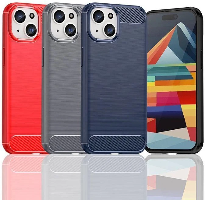 Hurtel Flexible Carbon carbon pattern Apple iPhone 15 – dėklas telefonui mėlynos spalvos