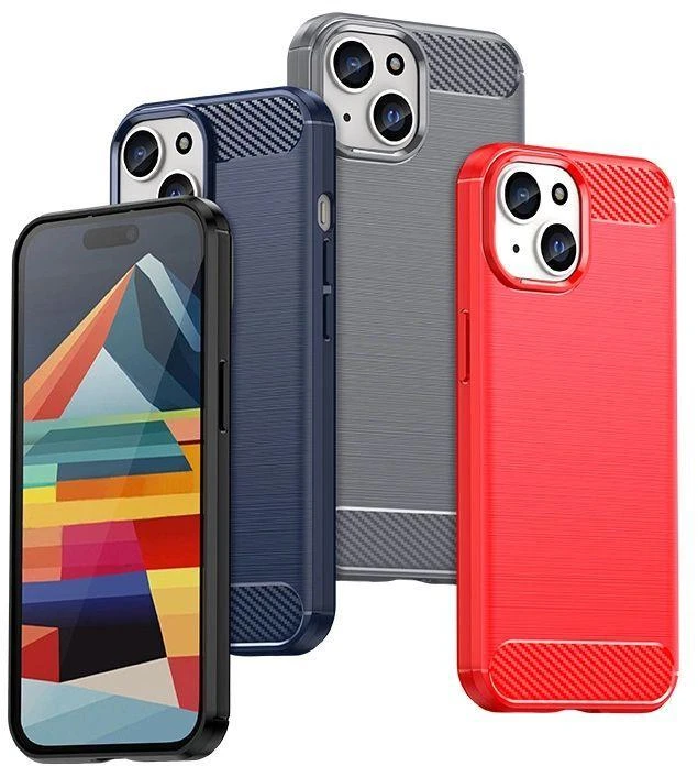 Hurtel Flexible Carbon carbon pattern Apple iPhone 15 – dėklas telefonui mėlynos spalvos