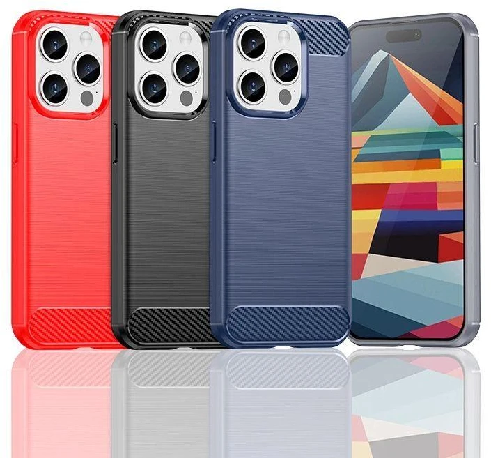 Hurtel Flexible carbon pattern case Apple iPhone 15 Pro Carbon dėklas – dėklas telefonui juodos spalvos
