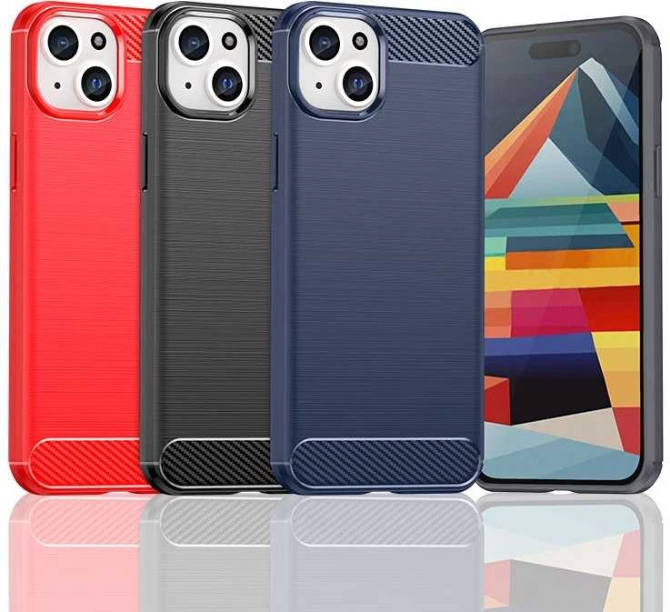 Hurtel Flexible carbon pattern case Apple iPhone 15 Plus Carbon dėklas – dėklas telefonui juodos spalvos