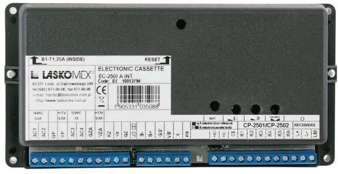 INY Laskomex EC-2502AR elektronikos kasetė su akumuliatoriaus įkrovimo funkcija ir RFID bei Dalaso palaikymu