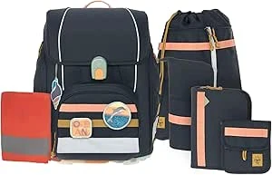 LÄSSIG mokyklinės kuprinės rinkinys Boxy Unique Dark Mėlyna Ocean Edition, 21 l, 1205015085