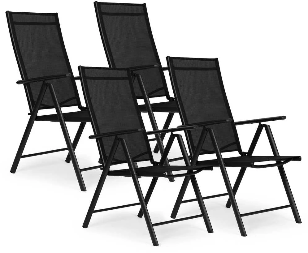 MultiGarden Sulankstomos sodo kėdės, 7 padėtys, juodos