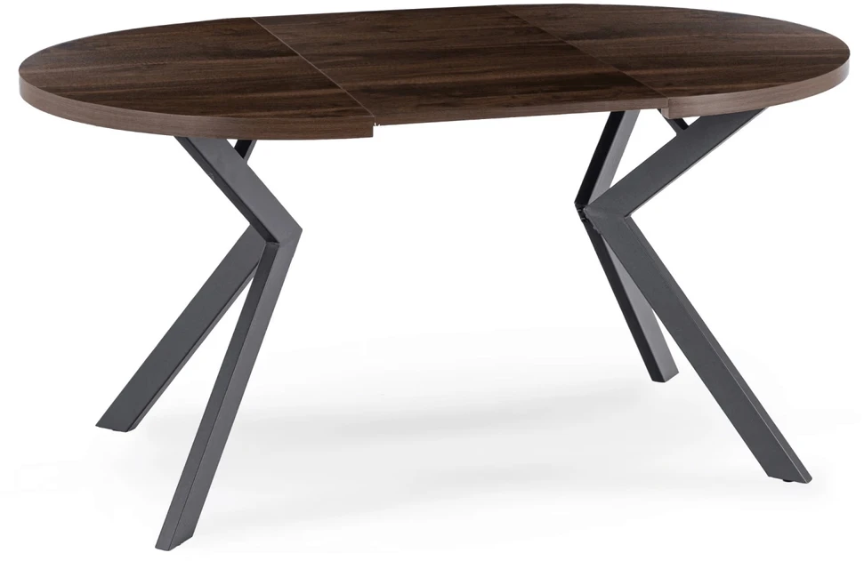 Lauko baldų komplektas Mebel Elite Valgomojo stalo ir 4 kėdžių komplektas, išskleidžiamas, 100–250 cm, riešuto ir juodos spalvos