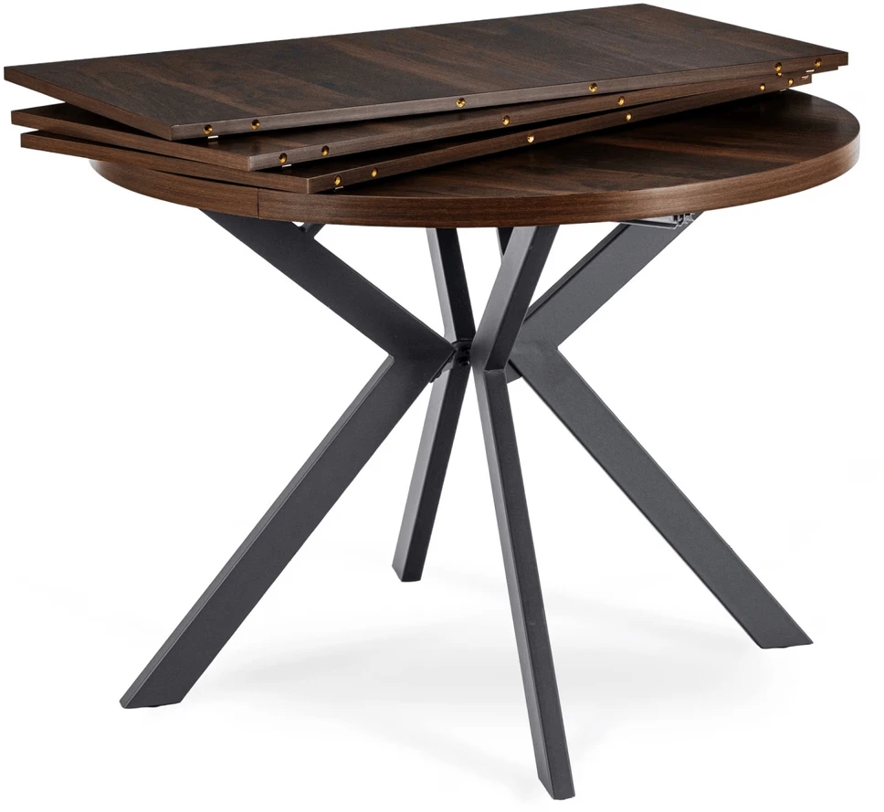 Lauko baldų komplektas Mebel Elite Valgomojo stalo ir 4 kėdžių komplektas, išskleidžiamas, 100–250 cm, riešuto ir juodos spalvos