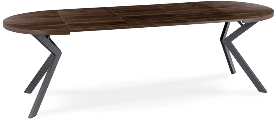 Lauko baldų komplektas Mebel Elite Valgomojo stalo ir 4 kėdžių komplektas, išskleidžiamas, 100–250 cm, riešuto ir juodos spalvos