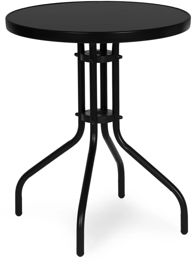 Lauko baldų komplektas Apvalus sodo stalas 60 cm, grūdinto stiklo stalas sodui, terasai ar balkonui, juodas MultiGarden