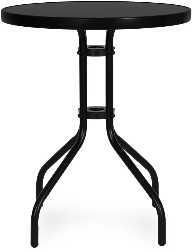 Lauko baldų komplektas Apvalus sodo stalas 60 cm, grūdinto stiklo stalas sodui, terasai ar balkonui, juodas MultiGarden