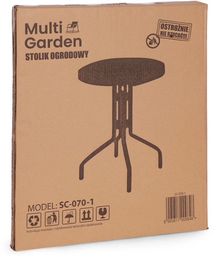 Lauko baldų komplektas Apvalus sodo stalas 60 cm, grūdinto stiklo stalas sodui, terasai ar balkonui, juodas MultiGarden