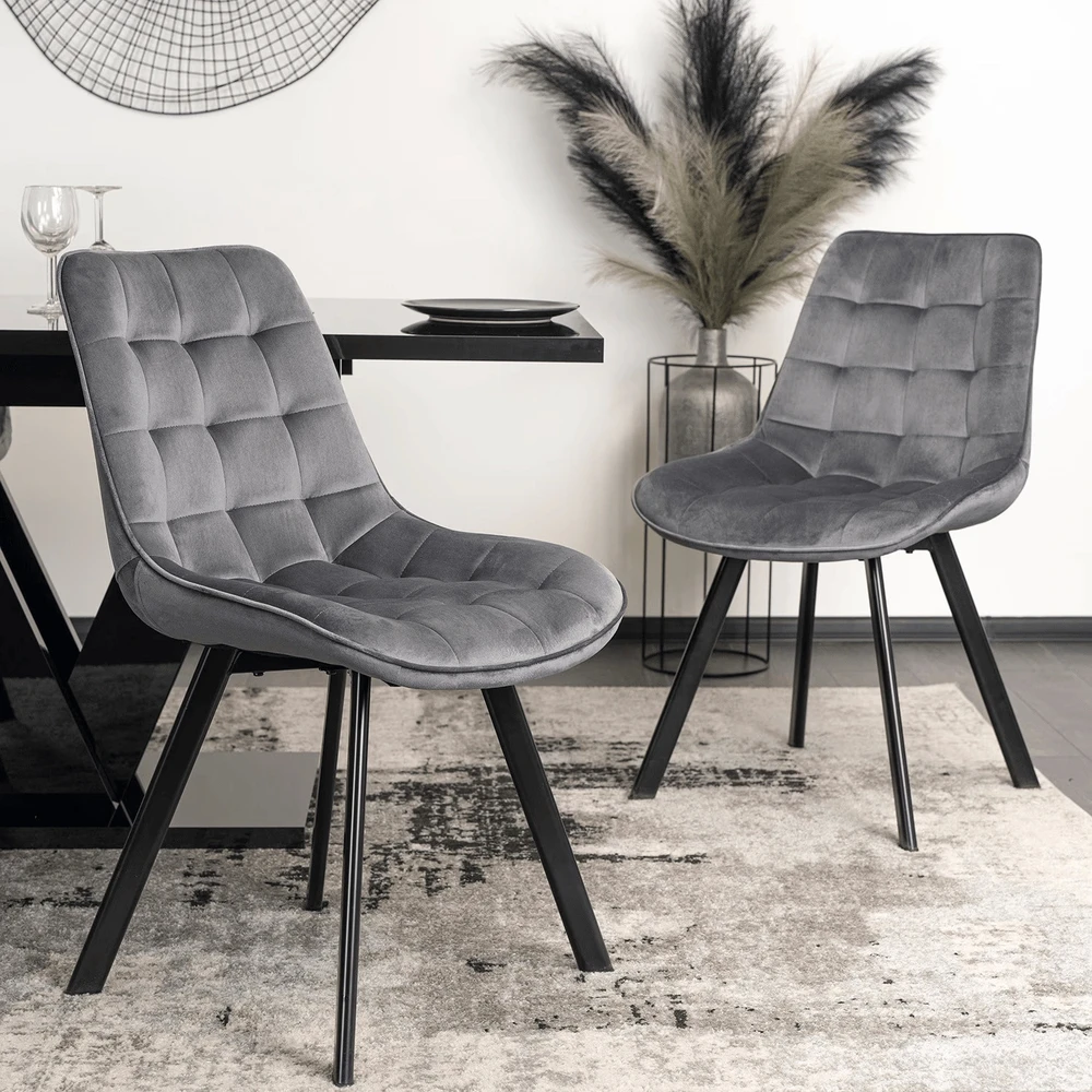 Lauko baldų komplektas Mebel Elite Stalo ir 4 kėdžių komplektas CLARK ir RICK, 120–160 cm, juodas ir pilkas