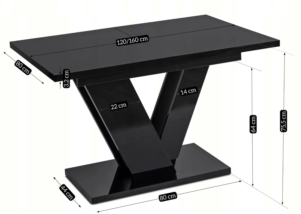 Lauko baldų komplektas Mebel Elite Stalo ir 4 kėdžių komplektas CLARK ir RICK, 120–160 cm, juodas ir pilkas